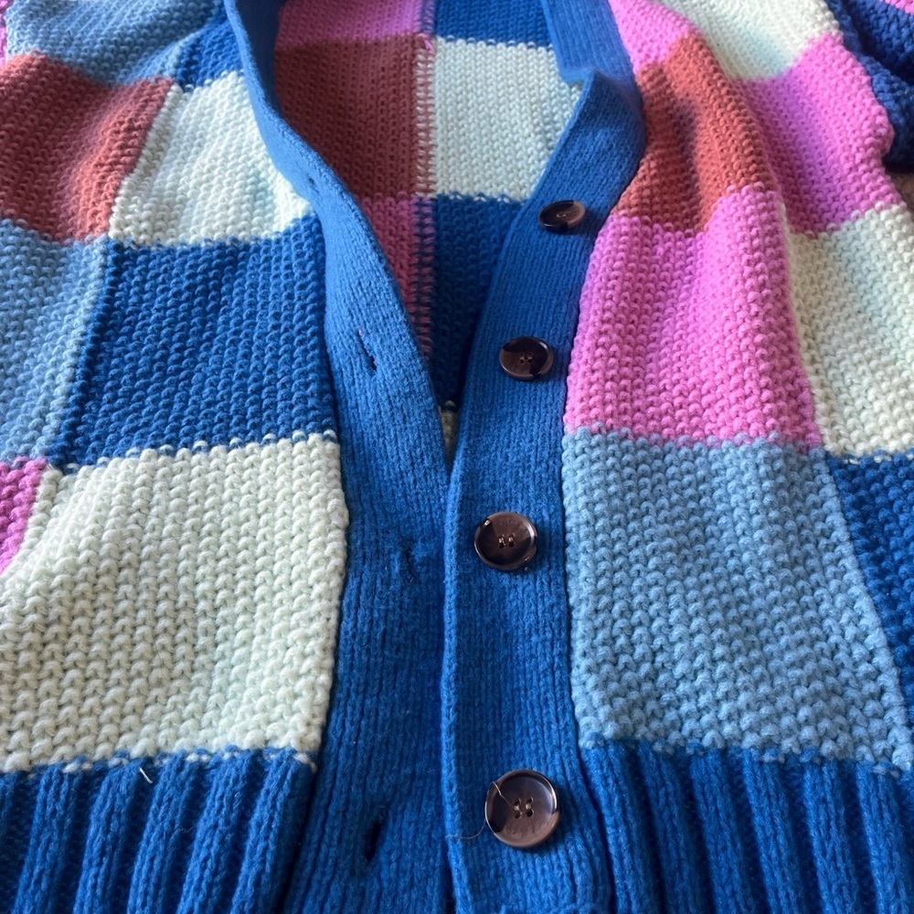 Cotton On Women’s Knit Cardigan Medium Colorblock Patch Artsy Grandma Grandpa XS - Picture 4 of 4